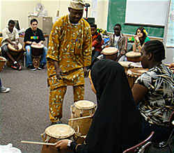 teaching African drumming